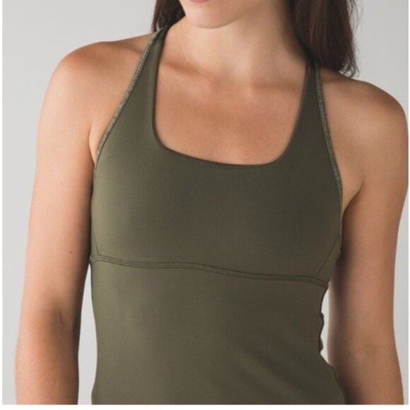 Rare Lululemon Satnam Tank Olive Green Tank Top Size 10 - Picture 8 of 10